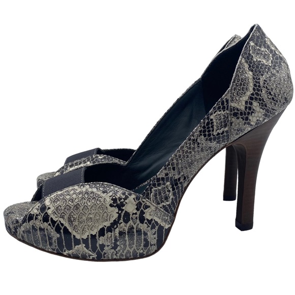 NEW BCBGMaxAzria Pump Nate Black Snake Print Leather Peep Toe Size 9.5 - Picture 13 of 13